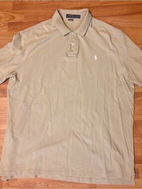 Polo by Ralph Lauren Men's Light Beige Polo with White Logo